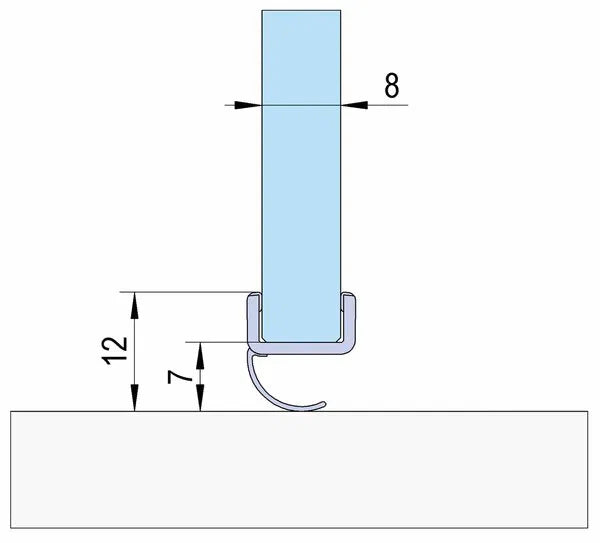 Duschtürdichtung mit offener Dichtlippe für Glasdicke 8 mm, Länge 2160 mm