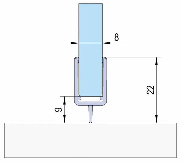 Duschtürdichtung für 6 + 8 mm, Länge 2160 mm