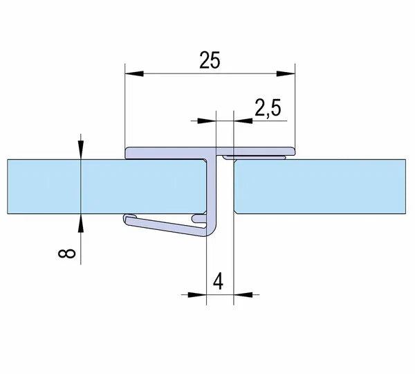Duschtürdichtung mit Frontanschlag 180° für Glasdicken 8 + 10 mm, Länge 2160 mm