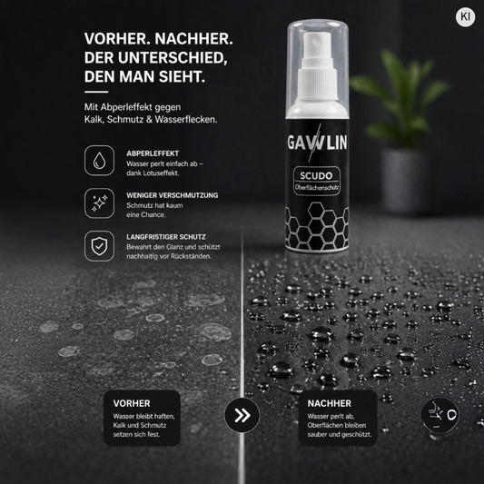 SCUDO Glasversiegelung & Oberflächenschutz – schützt Glas vor Kalk, Schmutz & Wasserflecken (100ml)