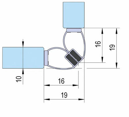 Duschtürdichtung selbstklebend mit Magnet 90° für Anschlagtüren für Glasdicken 8 + 10 + 12 mm, Länge 2500 mm