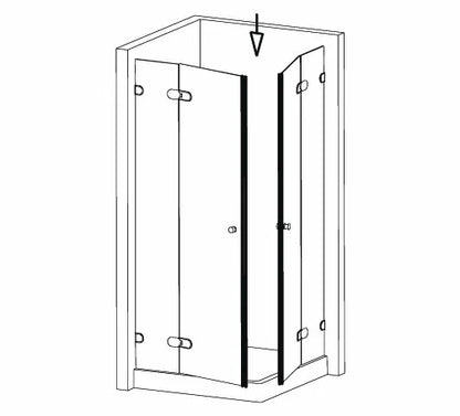 Duschtürdichtung selbstklebend mit Magnet 90° für Anschlagtüren für Glasdicken 8 + 10 + 12 mm, Länge 2500 mm