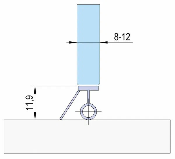 Selbstklebende Duschtürdichtung mit Wasserabweiser für 8-12 mm ESG, Länge 2500 mm
