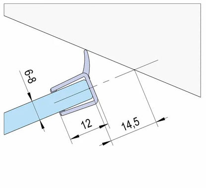 Duschtürdichtung mit kurzem Wasserabweiser für 6 + 8 mm Glasdicke, Länge 2160 mm