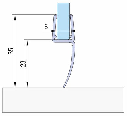 Duschtürdichtung mit Wasserabweiser für Glasdicken 6 + 8 mm, Länge 2160 mm