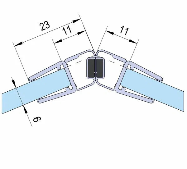 Duschtürdichtung mit Magnetprofil 135° für Glasdicken 6 - 8 mm, 2160 mm