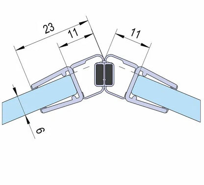 Duschtürdichtung mit Magnetprofil 135° für Glasdicken 6 - 8 mm, 2160 mm