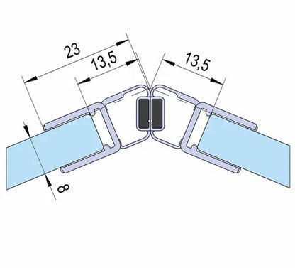 Duschtürdichtung mit Magnetprofil 135° für Glasdicken 6 - 8 mm, 2160 mm