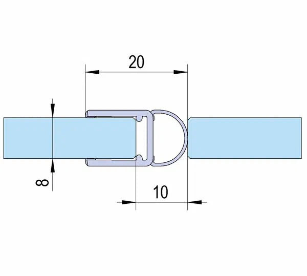 Duschtürdichtung mit Balg für Glasdicken 6 + 8 mm Länge 2160 mm