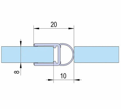 Duschtürdichtung mit Balg für Glasdicken 6 + 8 mm Länge 2160 mm
