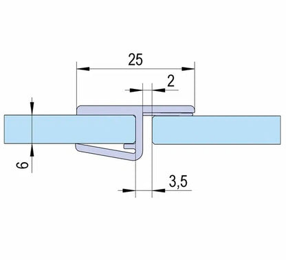Duschtürdichtung mit Frontanschlag 180° für Glasdicken 6 + 8 mm, Länge 2160 mm