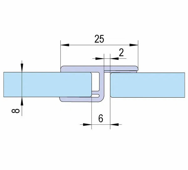 Duschtürdichtung mit Frontanschlag 180° für Glasdicken 6 + 8 mm, Länge 2160 mm