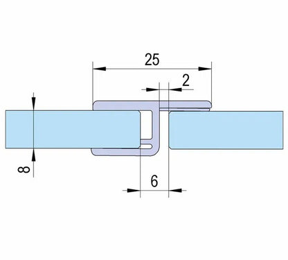 Duschtürdichtung mit Frontanschlag 180° für Glasdicken 6 + 8 mm, Länge 2160 mm