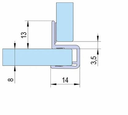Duschtürdichtung mit Eckanschlag 90° für Glasdicken 6 + 8 mm, Länge 2160 mm