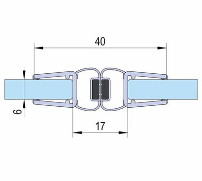Duschtürdichtung mit Magnetprofil, 180° für Glasdicken 6 + 8 mm, Länge 2160 mm