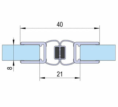Duschtürdichtung mit Magnetprofil, 180° für Glasdicken 6 + 8 mm, Länge 2160 mm