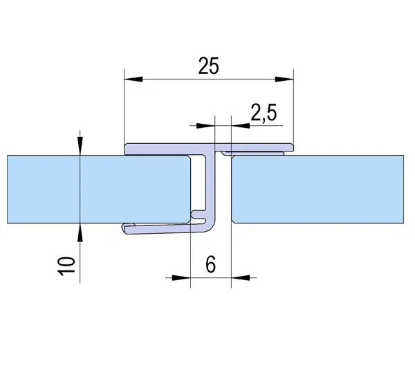 Duschtürdichtung mit Frontanschlag 180° für Glasdicken 8 + 10 mm, Länge 2160 mm