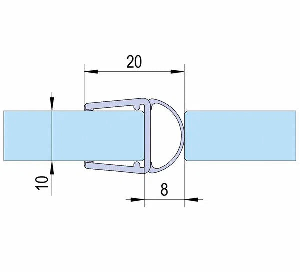 Duschtürdichtung mit Balg für Glasdicken 10 + 12 mm, Länge 2160 mm
