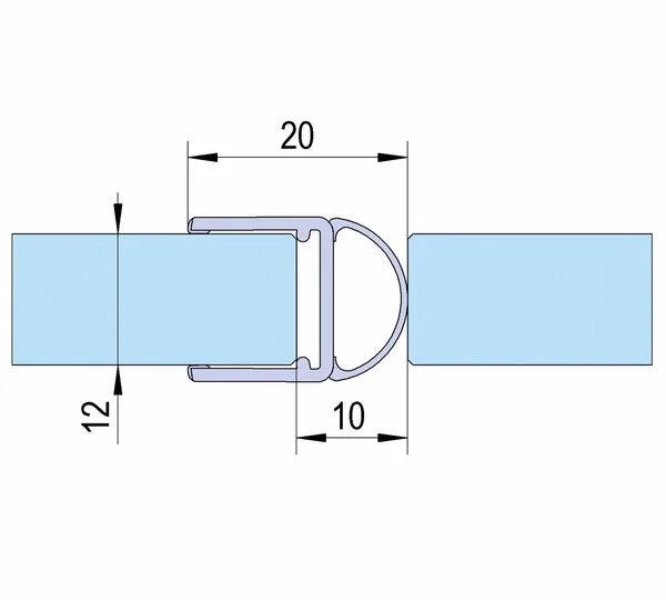 Duschtürdichtung mit Balg für Glasdicken 10 + 12 mm, Länge 2160 mm