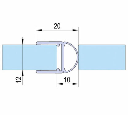 Duschtürdichtung mit Balg für Glasdicken 10 + 12 mm, Länge 2160 mm