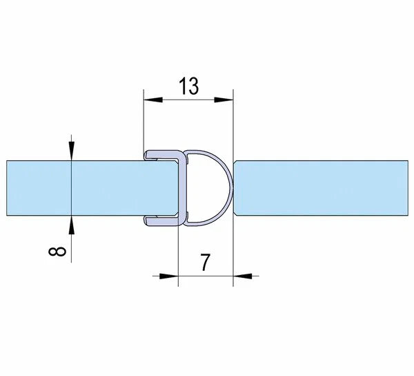 Duschtürdichtung mit Balg für Glasdicke 8 mm, Länge 2000 mm