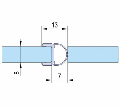 Duschtürdichtung mit Balg für Glasdicke 8 mm, Länge 2000 mm