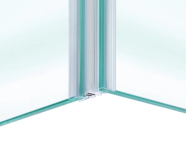 Duschtürdichtung mit Magnet 90° für Pendeltüren für Glasdicken 6 + 8 mm, Länge 2000 mm