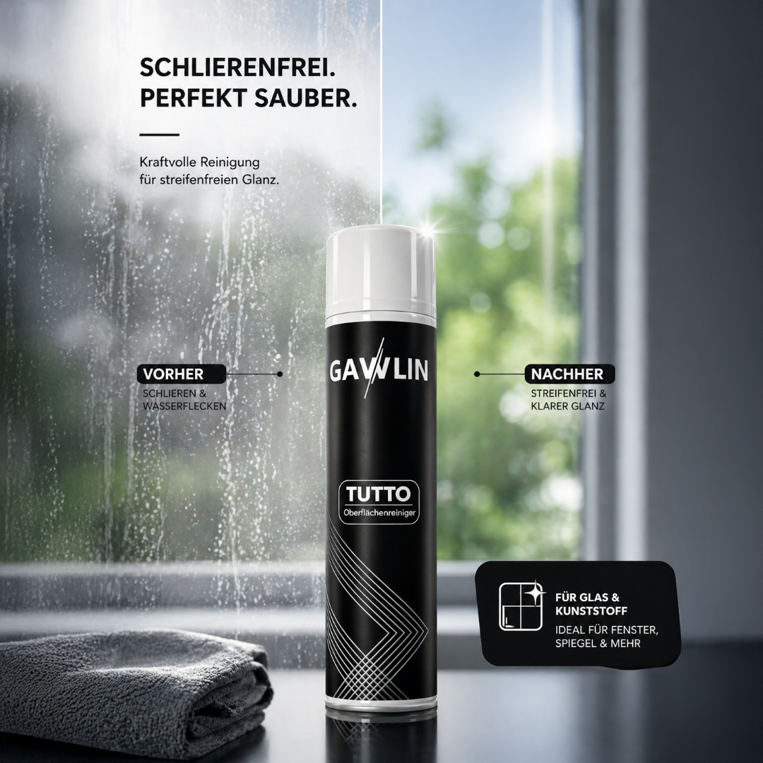 TUTTO Oberflächenreiniger – streifenfrei für Fenster, Spiegel & Herdoberflächen (660ml)