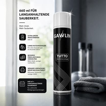 TUTTO Oberflächenreiniger – streifenfrei für Fenster, Spiegel & Herdoberflächen (660ml)