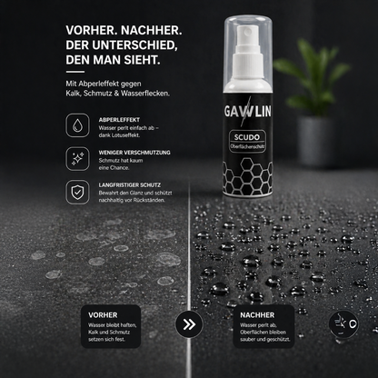SCUDO Glasversiegelung & Oberflächenschutz – schützt Glas vor Kalk, Schmutz & Wasserflecken (100ml)