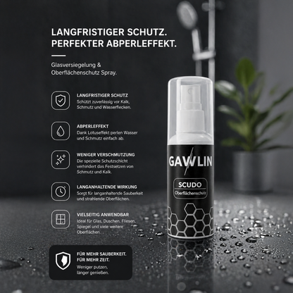 SCUDO Glasversiegelung & Oberflächenschutz – schützt Glas vor Kalk, Schmutz & Wasserflecken (100ml)