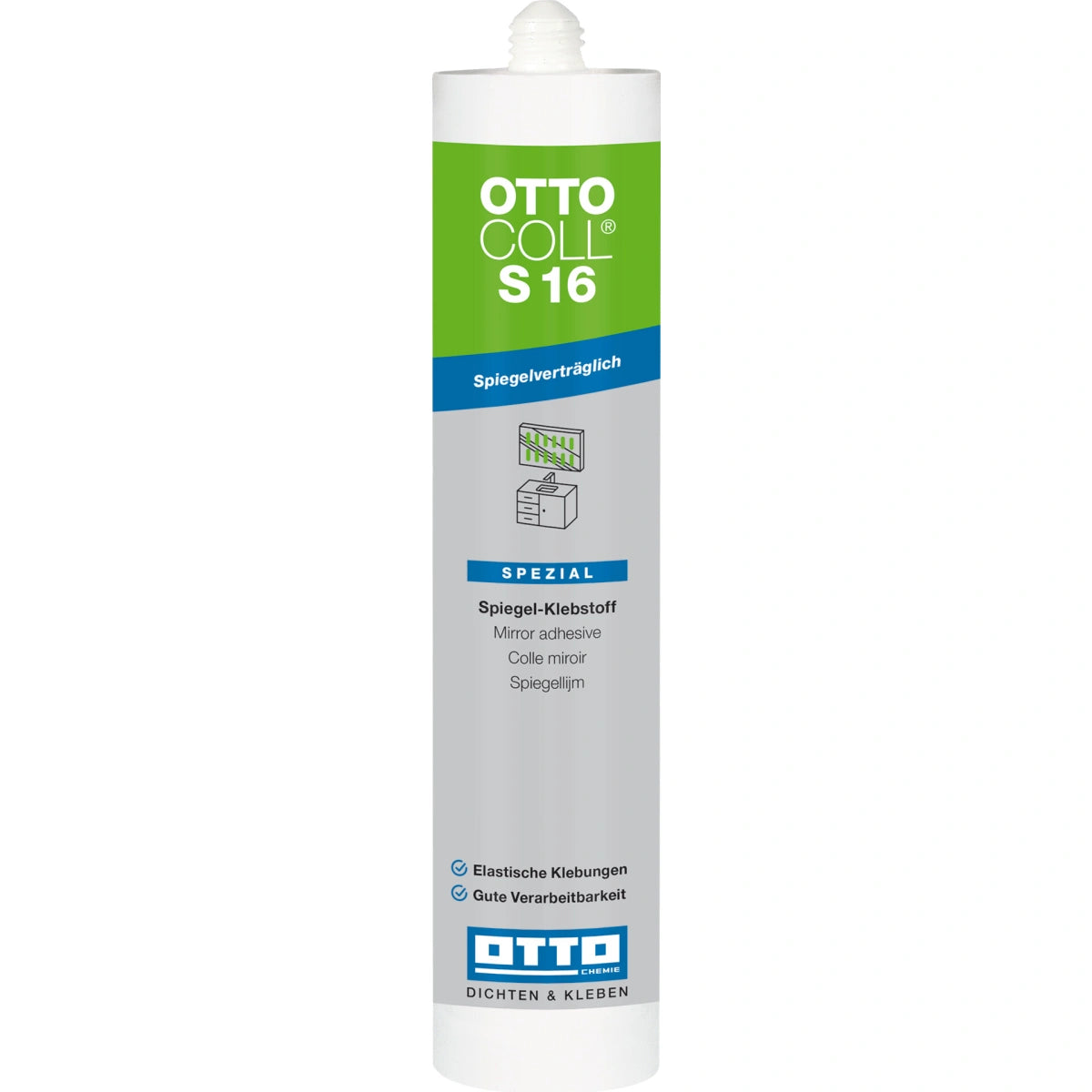 Ottocoll® S16 Spiegel-Klebstoff mintweiß C97 310ml